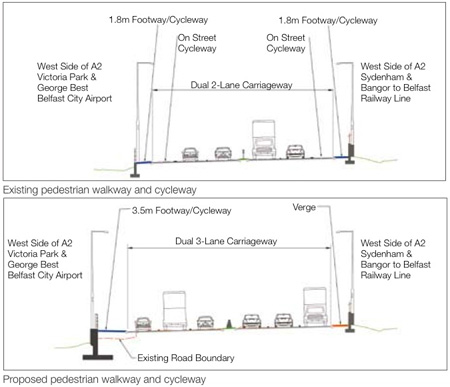 Current and proposed road cross section