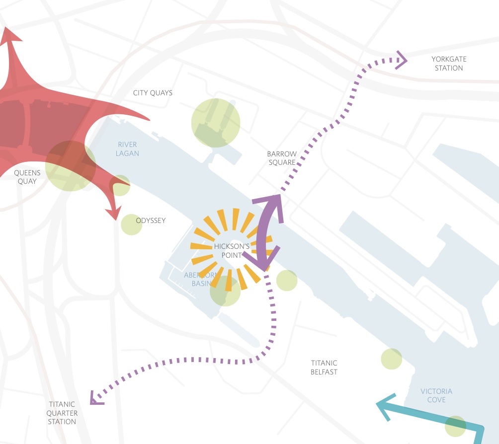 Location of Lagan footbridge from
                          Hickson's Point in Titanic Quarter to Barrow
                          Square in Sailortown