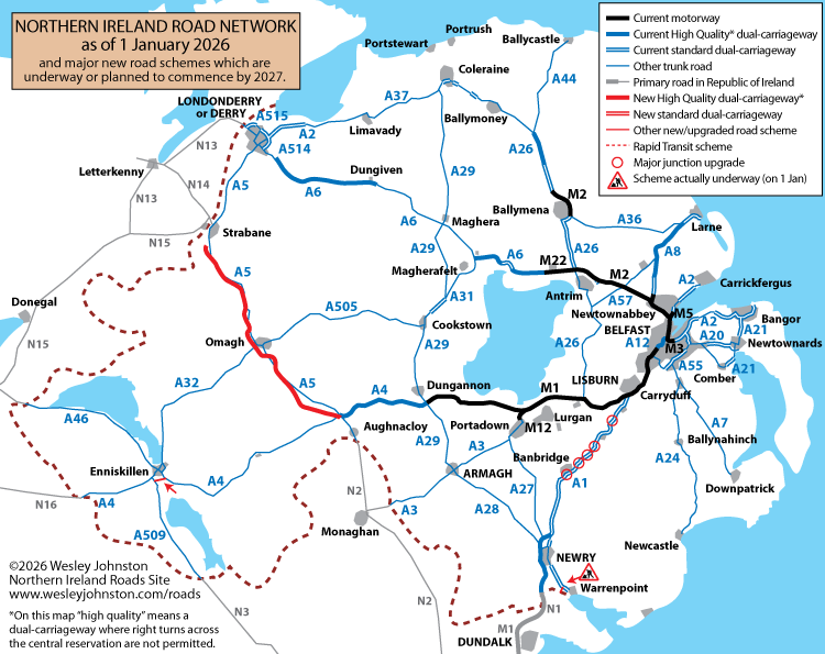 Northern Ireland Road Network as of
January 2026