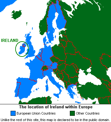 Ireland within Europe: Map [10kB]